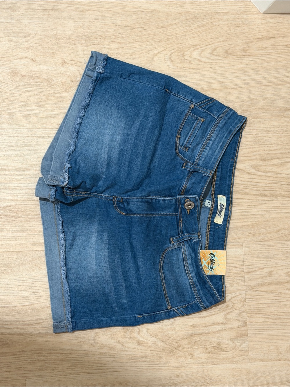 Women's Blue Denim Shorts - Casual Mid Rise